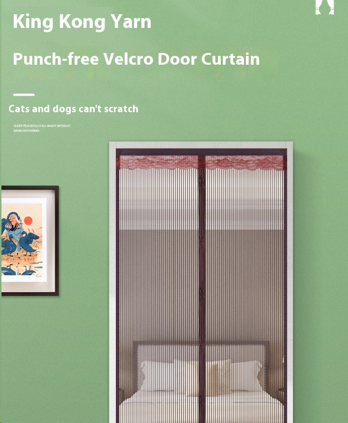 Diamond mesh anti-mosquito door curtain, summer home bedroom anti cat scratch magnetic, self-absorbing, no punching, anti-mosquito screen door curtains