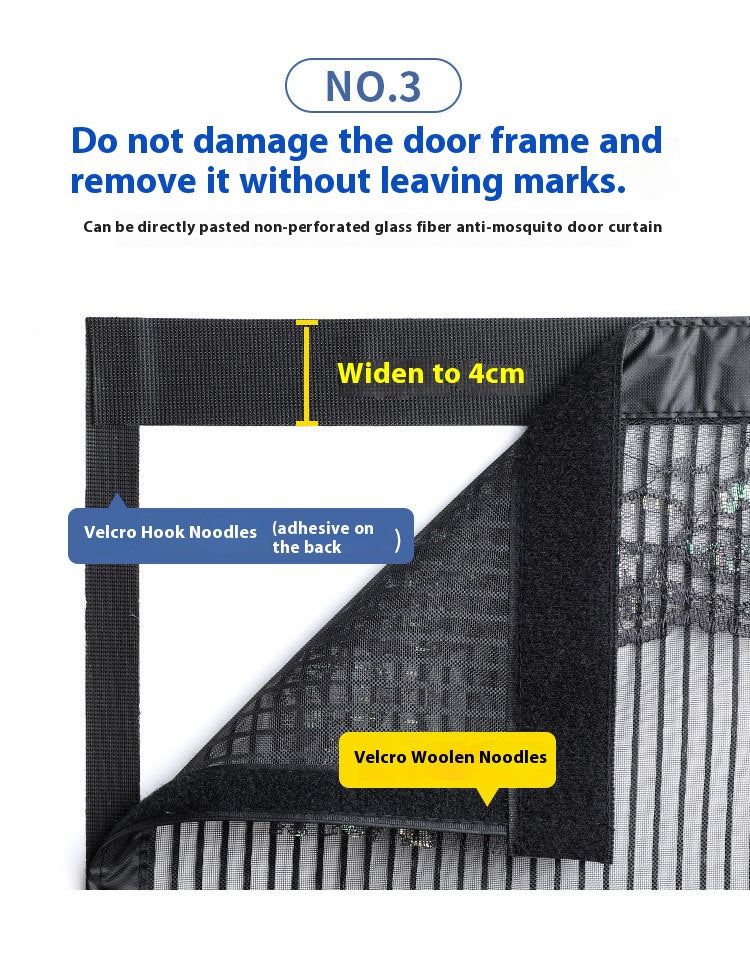Fiberglass anti-mosquito screen door curtains, velcro magnetic door curtains home anti-mosquito door curtains