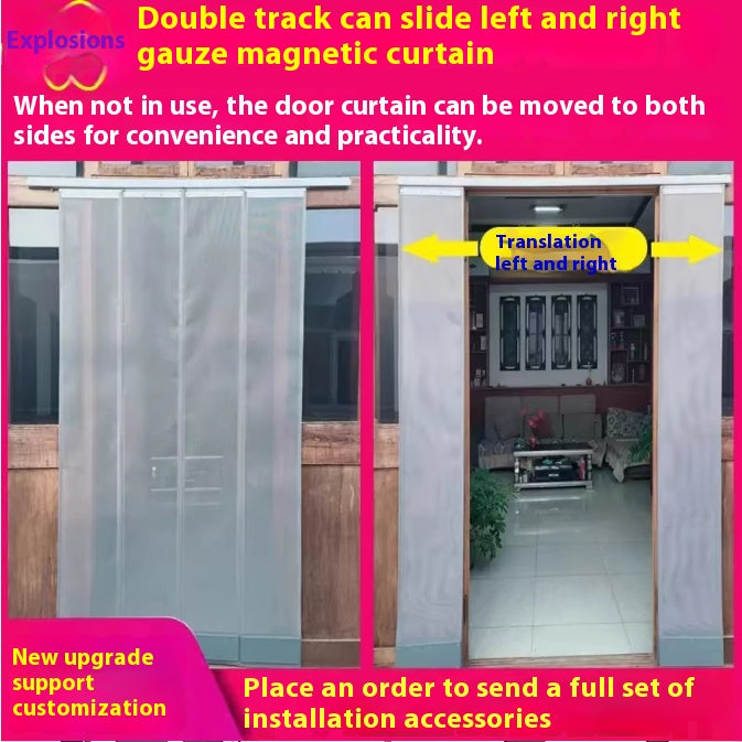 TIKTOK video same summer mesh mosquito proof door curtain, magnetic suction, full magnetic stripe home mosquito proof door curtain can be customized