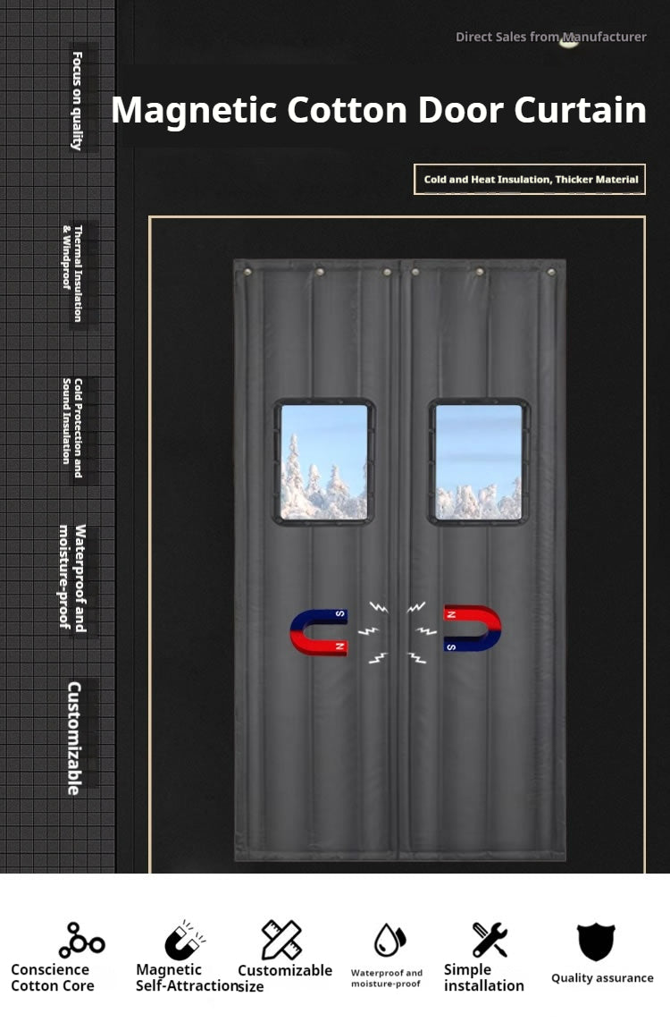 TIKTOK Video Same Winter Thick Cotton Door Curtain, Windproof and Warm, Close in and out in seconds