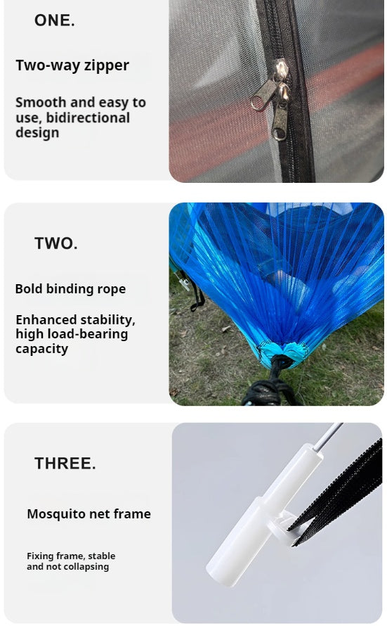 Outdoor mosquito net hammock, quick opening outdoor mosquito proof hammock, anti rollover swing camping hammock