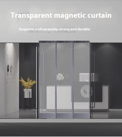 Magnetic self-absorbing door curtain, transparent air conditioning soft door curtain household magnetic door curtain wind dustproof