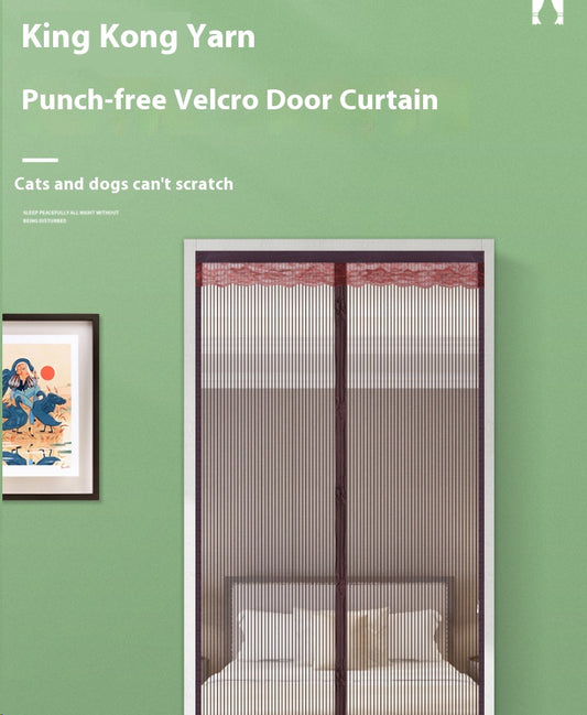 Diamond mesh anti-mosquito door curtain, summer home bedroom anti cat scratch magnetic, self-absorbing, no punching, anti-mosquito screen door curtains