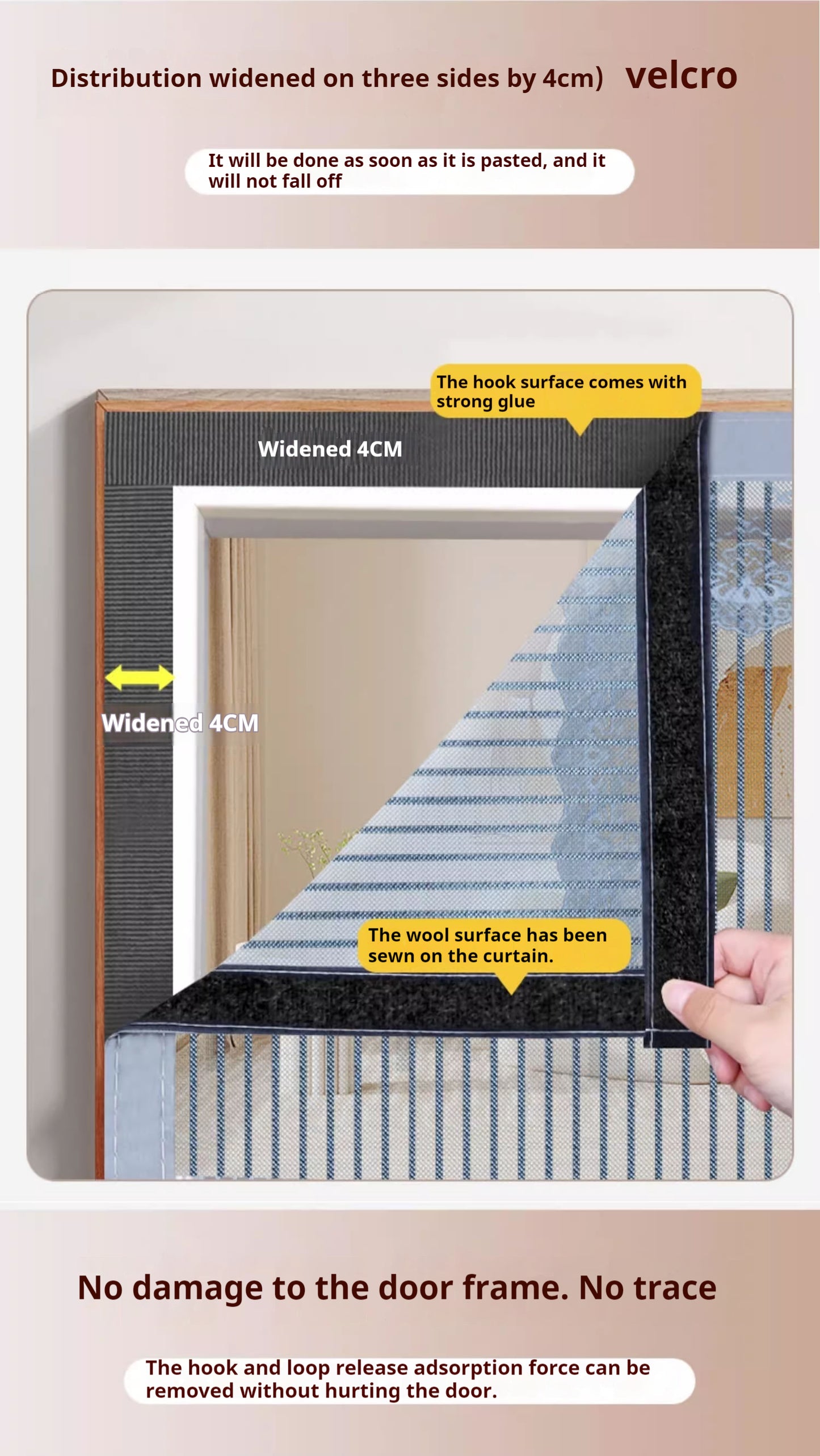 Anti-mosquito door curtains, summer home velcro magnetic screen door and window, self-suction magnet