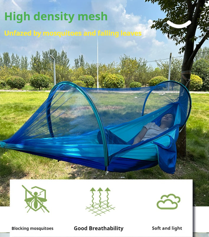 Outdoor mosquito net hammock, quick opening outdoor mosquito proof hammock, anti rollover swing camping hammock