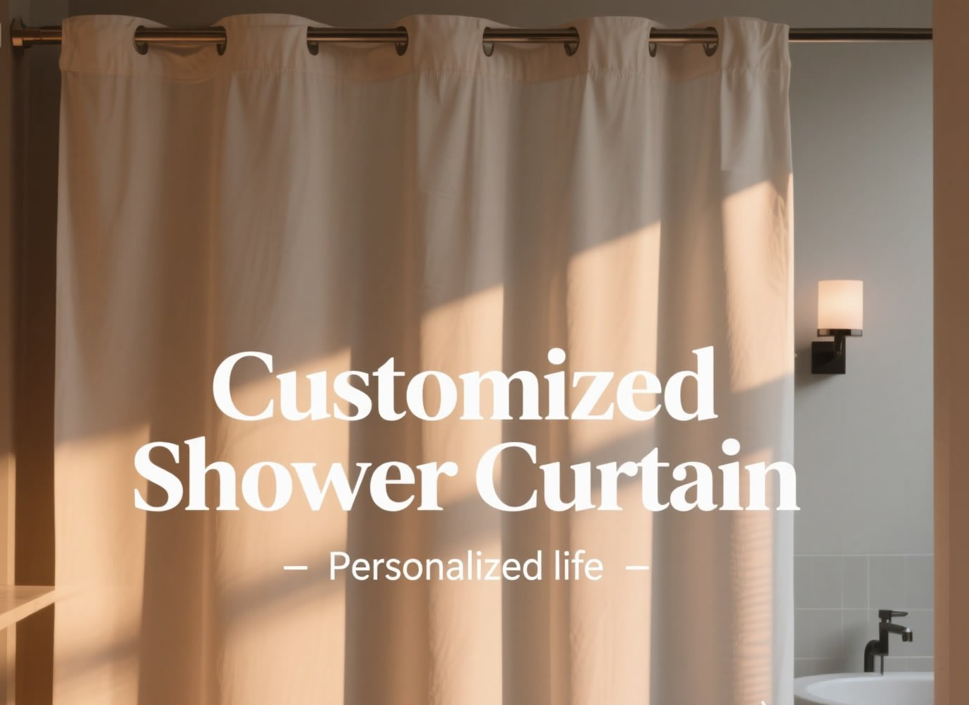 Customized shower curtain, thickened polyester waterproof fabric curtain, bathroom partition hanging curtain