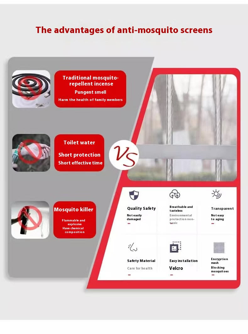 Nano screen, self-adhesive Velcro screen, thickening of home self-installed screens, invisible wrapped simple anti-mosquito screens