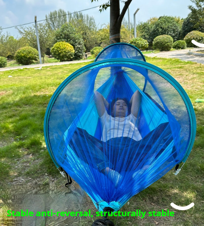 Outdoor mosquito net hammock, quick opening outdoor mosquito proof hammock, anti rollover swing camping hammock