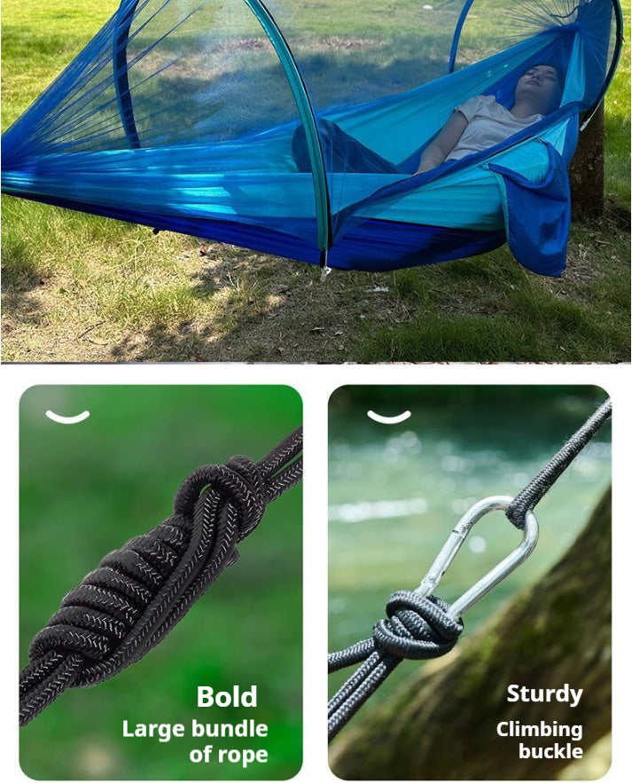 Outdoor mosquito net hammock, quick opening outdoor mosquito proof hammock, anti rollover swing camping hammock