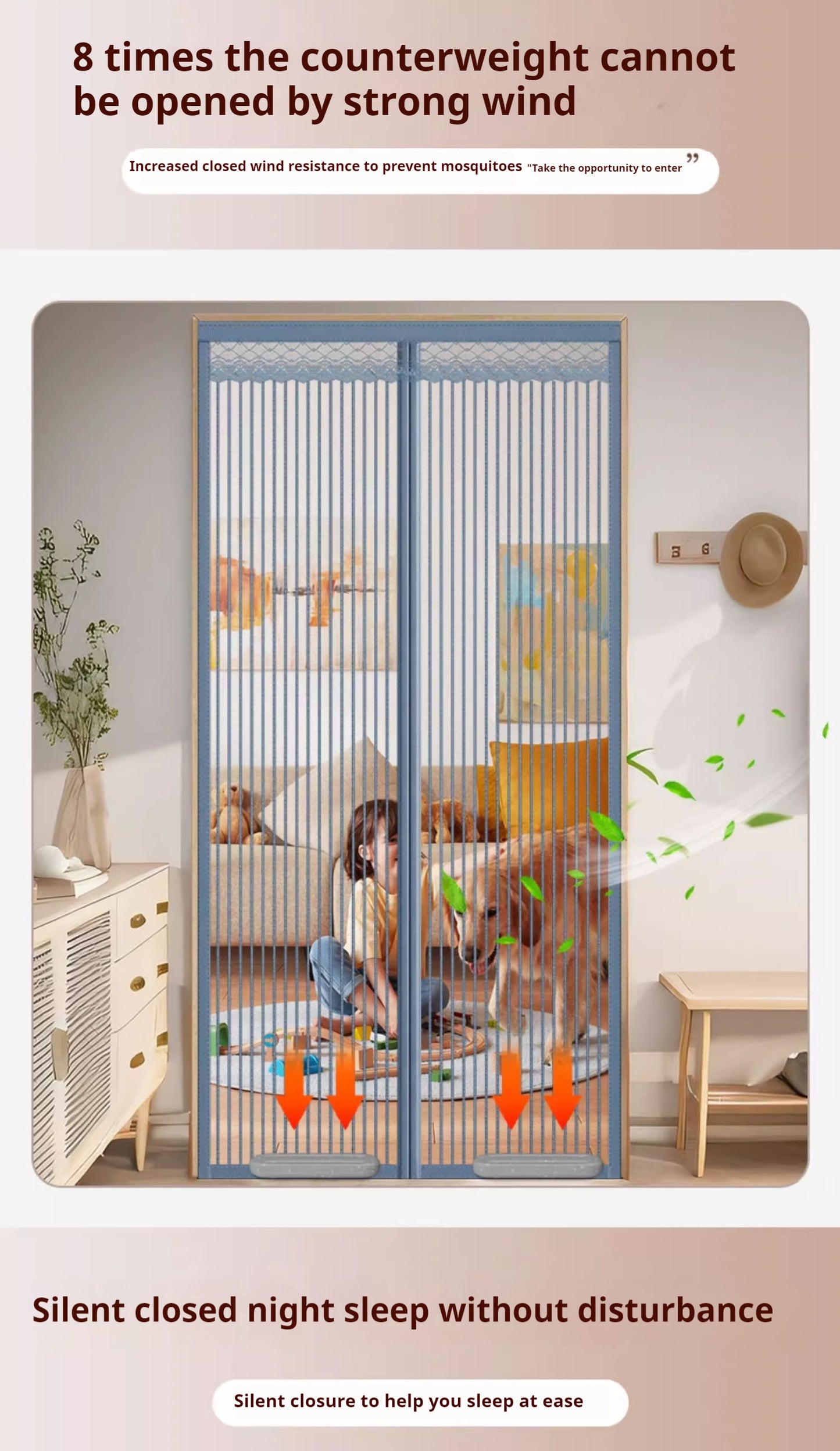 Anti-mosquito door curtains, summer home velcro magnetic screen door and window, self-suction magnet