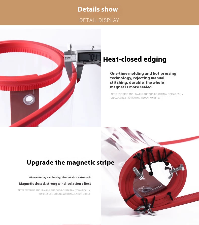 Magnetic self-absorbing door curtain, transparent air conditioning soft door curtain household magnetic door curtain wind dustproof