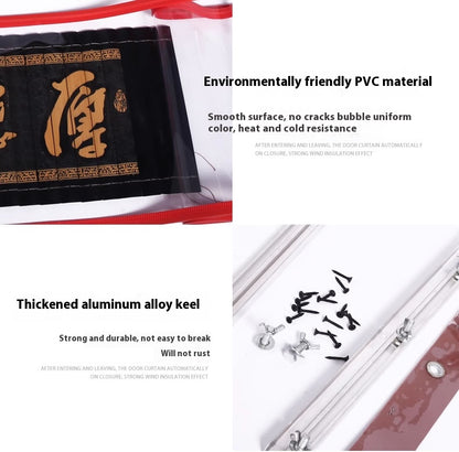 Magnetic self-absorbing door curtain, transparent air conditioning soft door curtain household magnetic door curtain wind dustproof